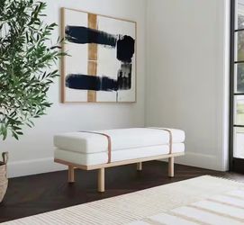 Cream Boucle 46 in. Bedroom Bench