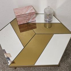Stunning Gold And Mirror Accent Table