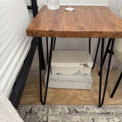 WELLAND Square Old Elm Wood End Table Rustic Surface Side Table