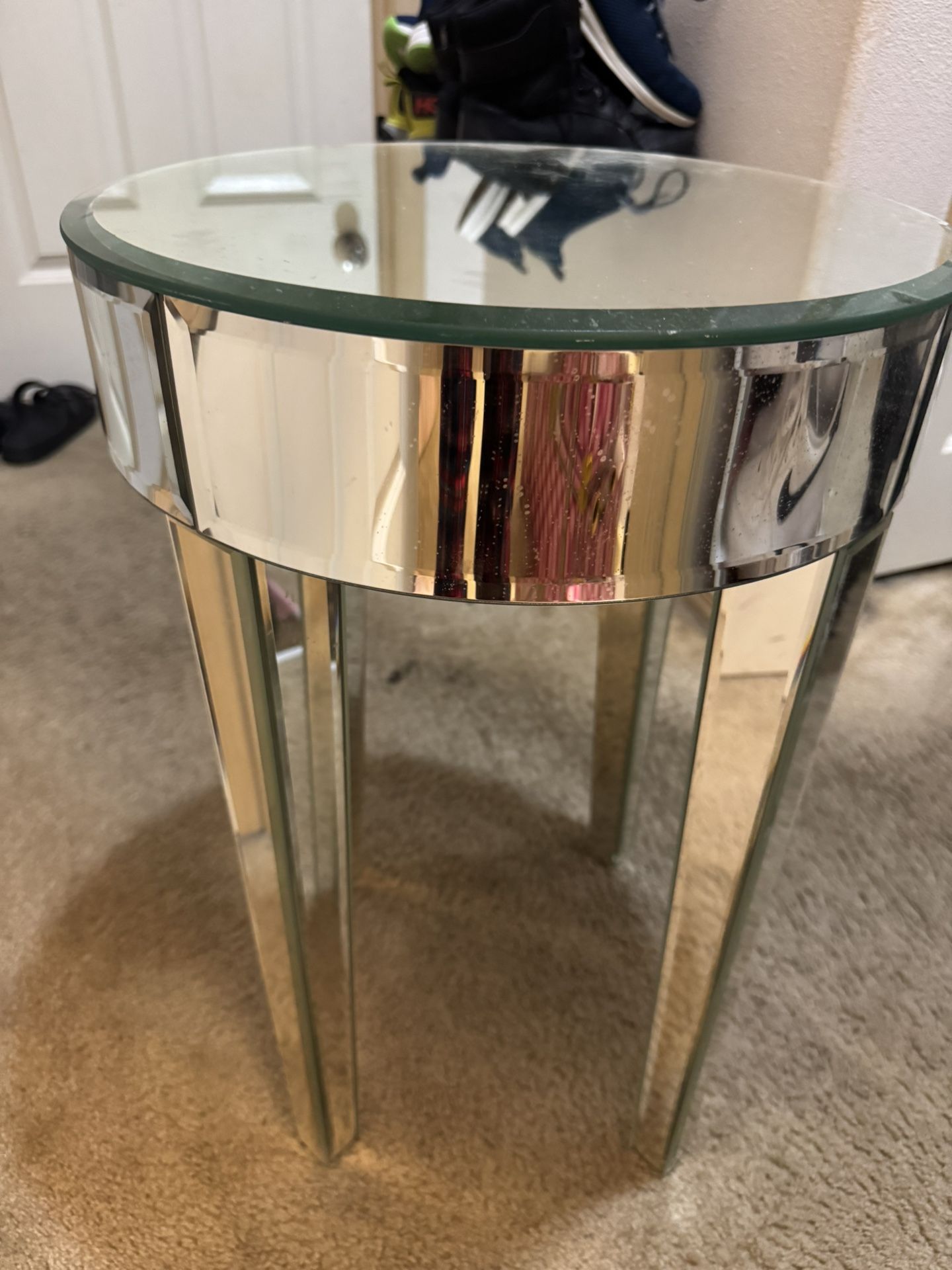 Brand New Glass Mirrored End Table 