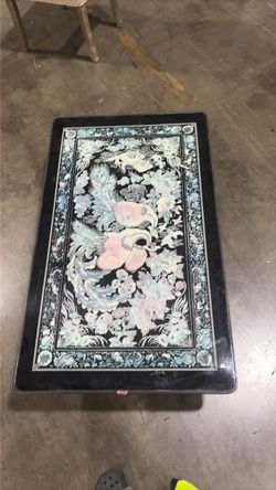 Vintage Korean pink peacock folding table