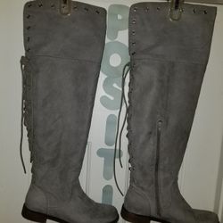 Grey Thigh high Boots
