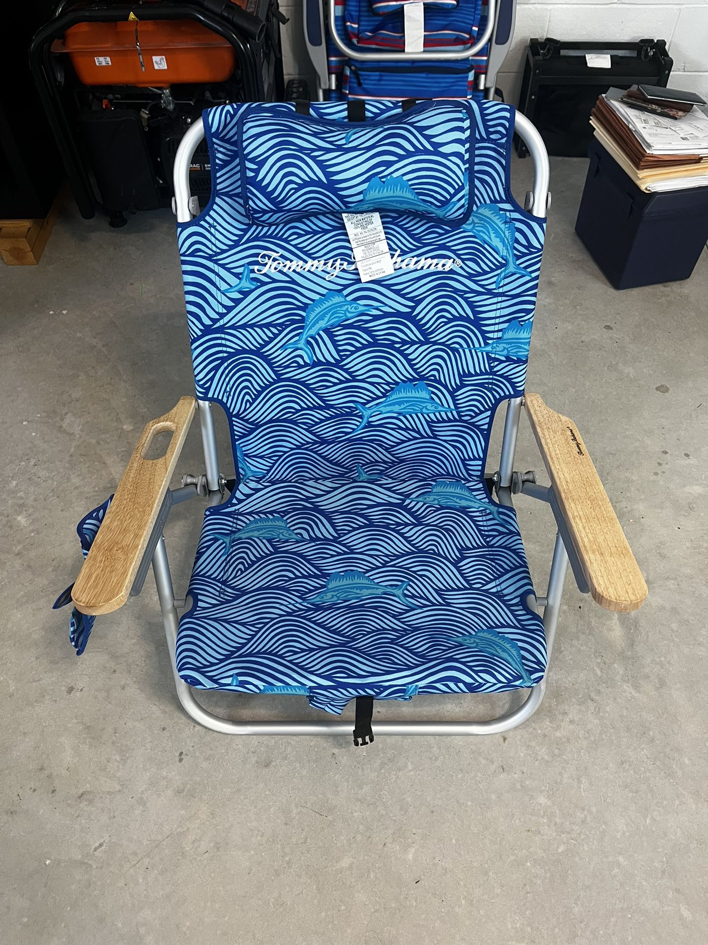 NEW Tommy Bahama Swimming Marlins Deluxe Backpack Beach Chair