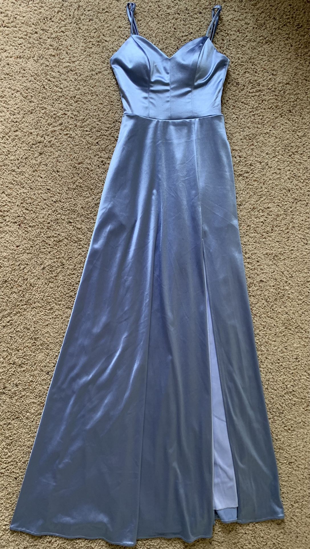 Light Blue Satin Prom Dress