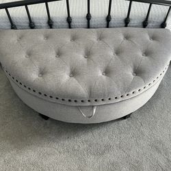Linen Upholstered Storage Bench 
