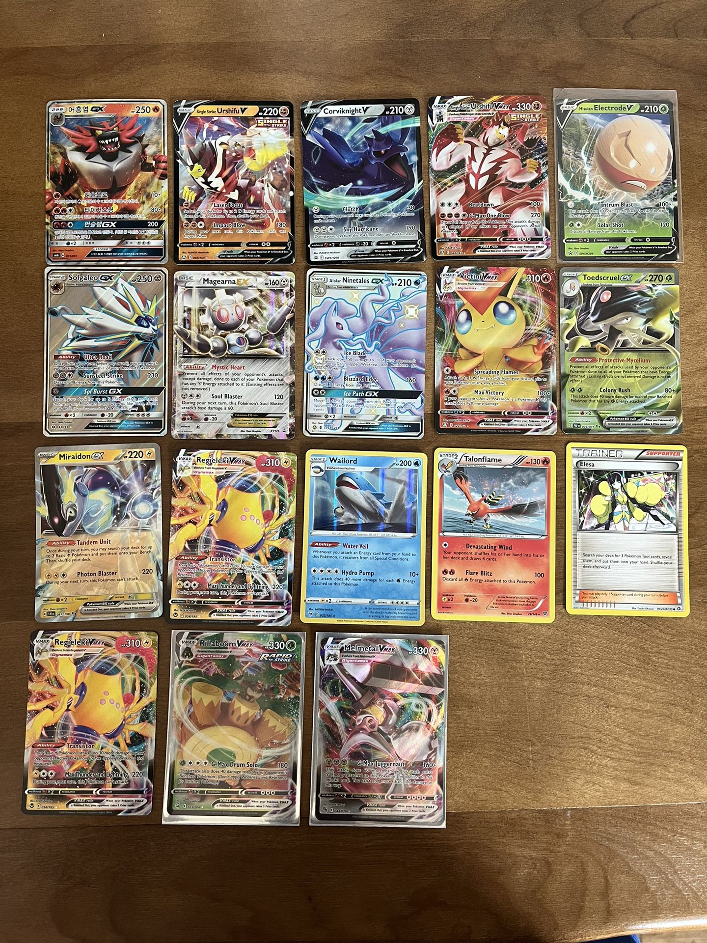 18 Assorted Pokemon Cards - Full Art, VMAX, Holo, And More!