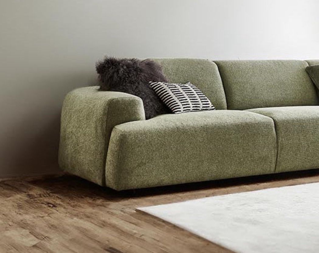 Kanto Sofa 93" Opaline Green Soft Voluminous Upholstery