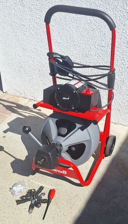 Drain Cleaner Machine 75' x 1/2", Auto Feed Sewer Snake Drain Auger on Wheels, Portable Drain Cleaning Machine with Air Activated Foot Switch For 2" T