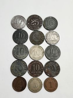 Lot of (15) Antique German Pfennig Coins
