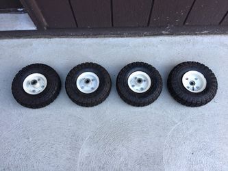 4 PNEUMATIC 10" YARD DOLLY CART WHEELS WITH TIRES