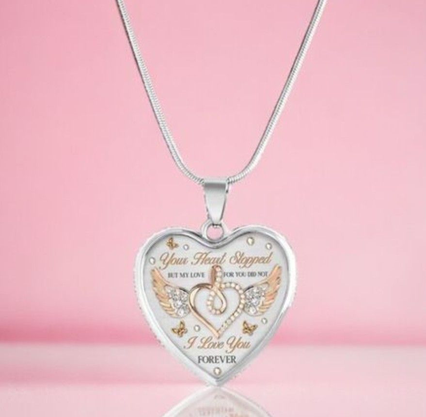 Butterfly Memorial Heart-Shaped Necklace