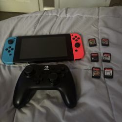 Nintendo Switch With Wired Pro Controller And Comes With Super Smash Bros, Pokémon Fighting, Mario Kart, Help Wanted,hello Neighbor, Arms,