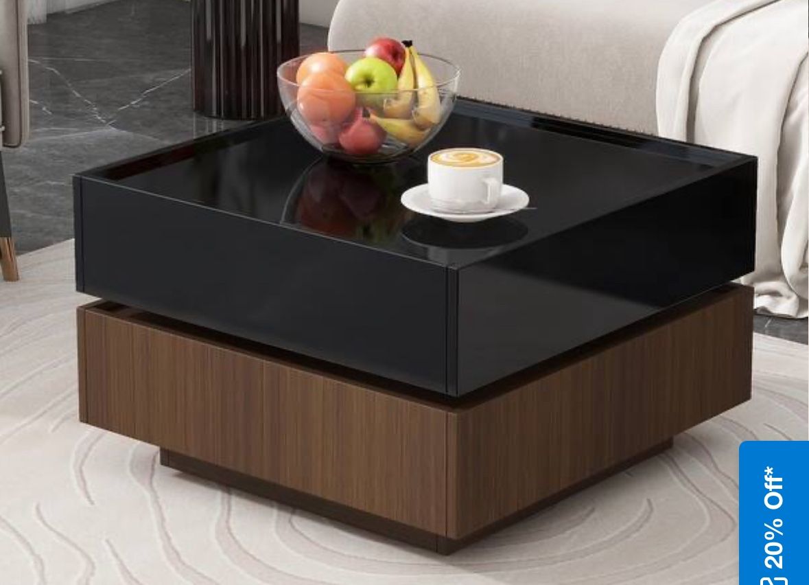 Glass/Marble Swivel Coffee Table