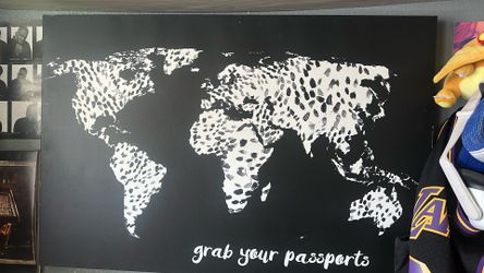 BLACK AND WHITE CANVAS BEDROOM DECOR COUNTRIES FRAME