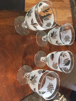  LIBBEY FROSTED SILVER LEAF GLASSWARE 