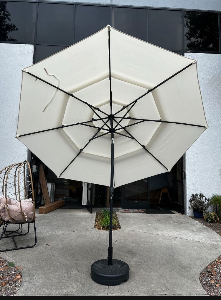 New 10' Triple Top Patio Umbrella with Ventilation push button tilt crank open (base sell seperate)