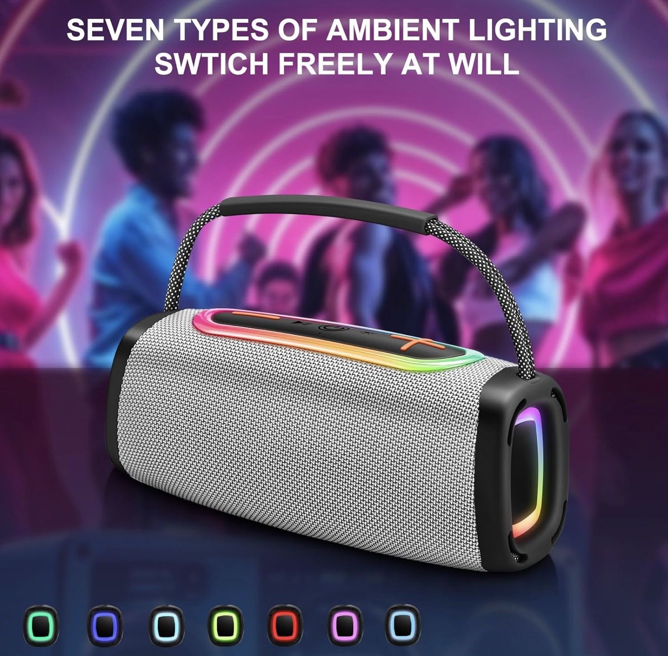 Bluetooth Speakers, Portable Wireless Speaker with 24W Loud Stereo Sound, BT5.3, 24H Playtime, IP6 Waterproof, Portable Speaker with RGB Multi-Color R