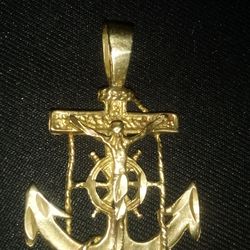 JESUS CHRIST CROSS ANCHOR 14 Gold fill over 925 silver