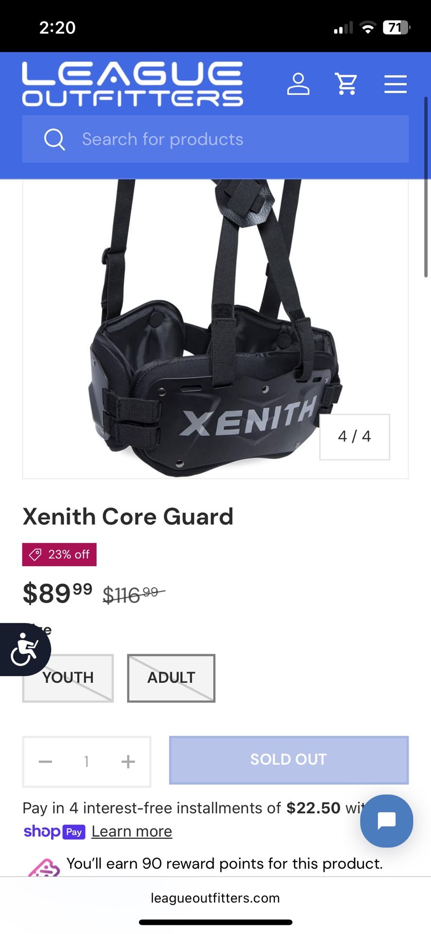 XENITH CORE GUARD LARGE