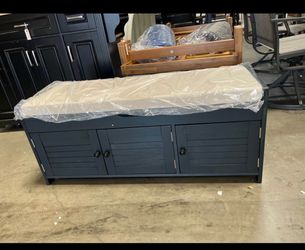 Assembled New Storage Shoe Bench with Shutter Doors Organizer Entryway Bench