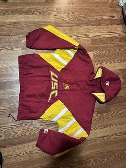 USC Trojans 90s STARTER puffer 1/2 jacket Pullover XL red gold Vintage