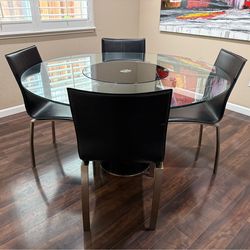 Modern Glass Dining Table Set (4 Chairs) – Scandinavian Designs