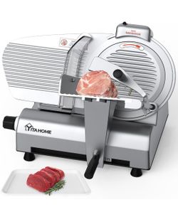 

YITAHOME 10" Commercial Meat Slicer, 240W Electric Frozen Meat Slicer with Premium Hard Chrome Plated Blade for Cheese, Bread, Deli, Semi-Au