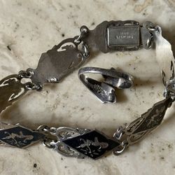 Vintage Siam Signed Sterling Silver Bracelet  & Ring