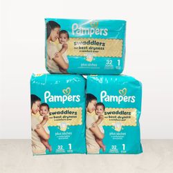 Pampers Swaddlers Baby Diapers Size 1 3/$20