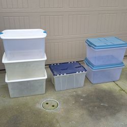 Lot of 6 storage Bins,  Preowned,  good condition just dusty