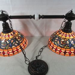 Meyda Tiffany Island Linear Pendant Hanging 2 Lights Multicolor 32" L
