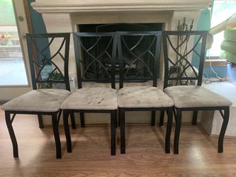 Four metal chairs microfiber cushions