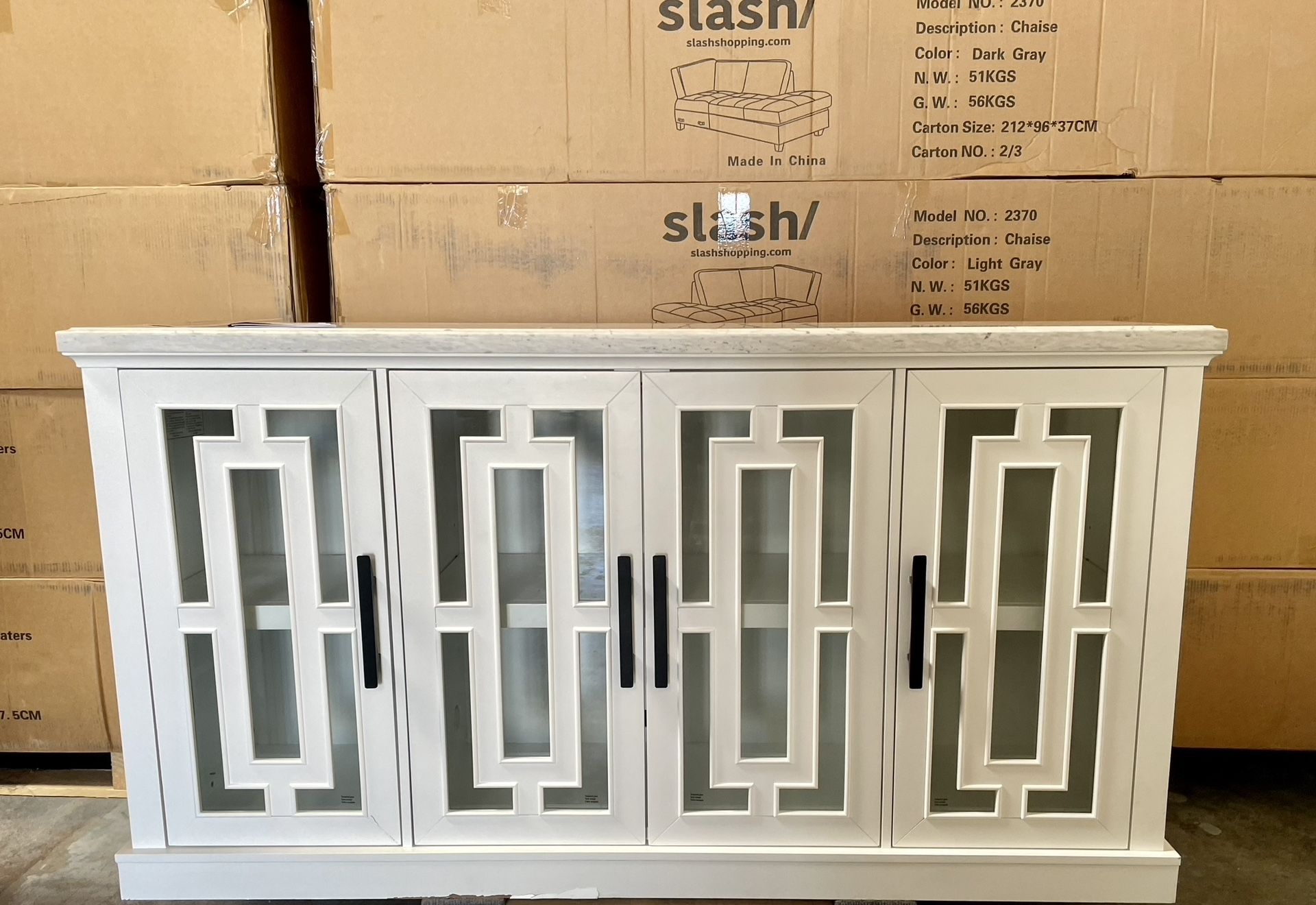 🏷 WAREHOUSE CLEARANCE | 63" Tresanti Kerrigan Accent Console TV Stand, White
