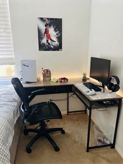 L-Shaped Desk & Chair for Sale