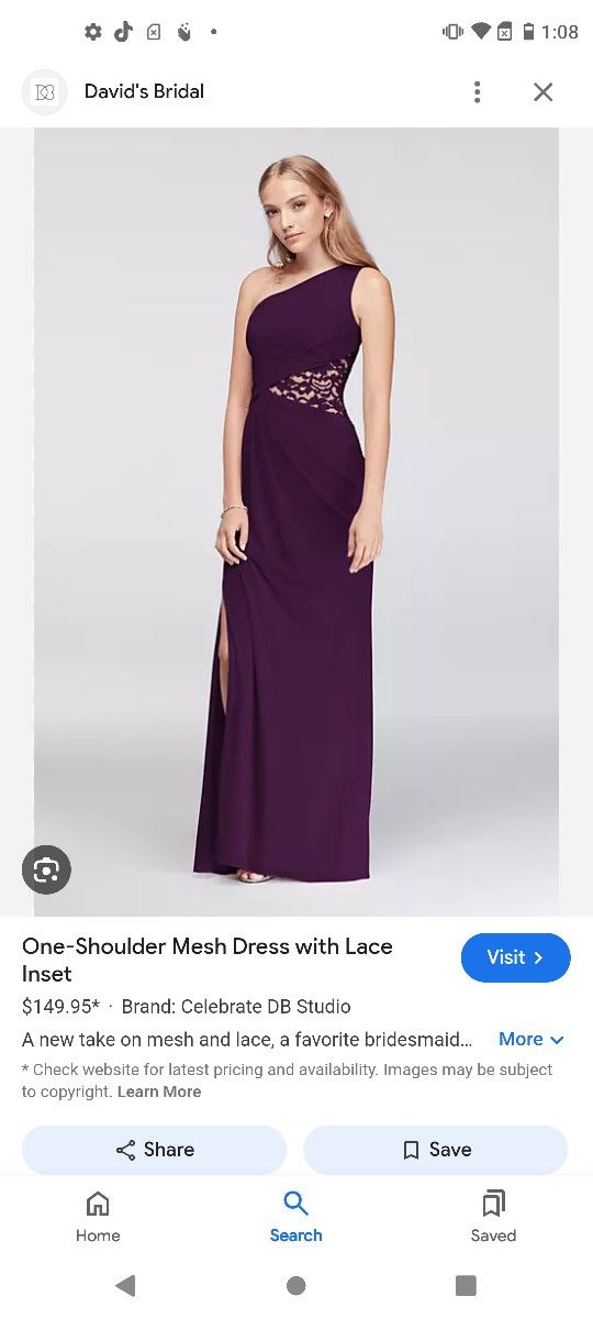 David Bridal bridesmaid dress Style F19419 Plum