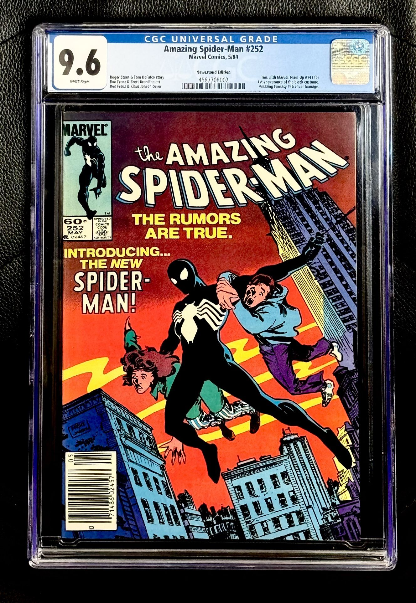 Amazing Spider-Man 252-CGC 9.6-White Pages-1st Appearance of Black Costume-NEWSSTAND