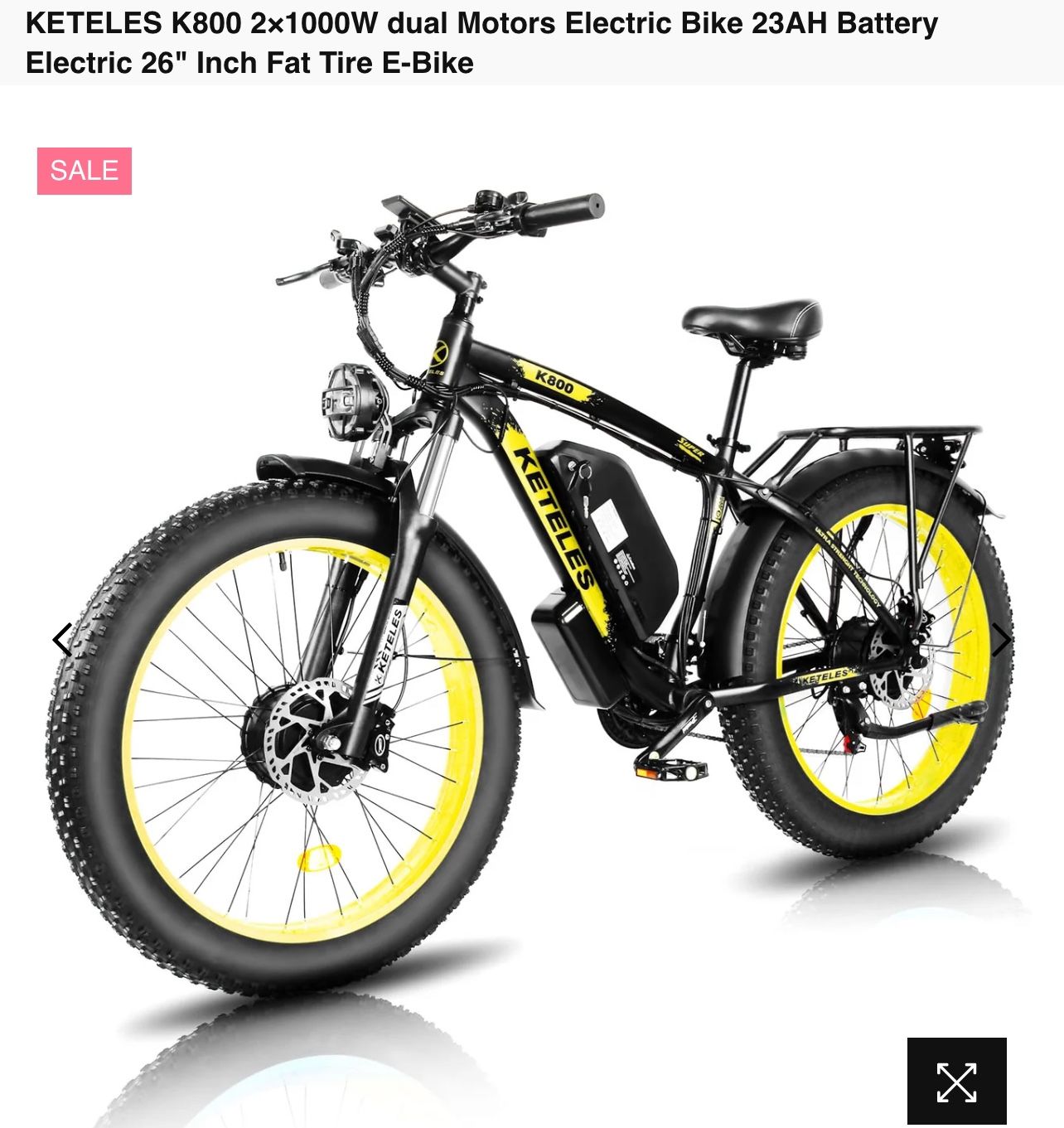 KETELES K800 2×1000W dual Motors Electric Bike 23AH Battery Electric 26" Inch Fat Tire E-Bike