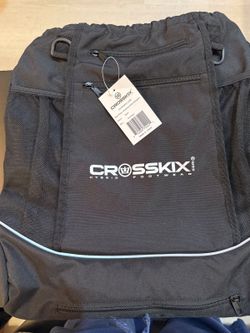 CROSSKIX Drawstring Shoe Backpack Black Gray Gym Sports Bag New With Tags