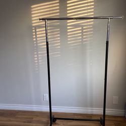 Rolling Clothing Rack with Wheels Compact Adjustable Height