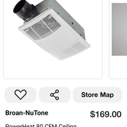 PowerHeat Ceiling Bathroom Exhaust Fan With Heater And LED Lighting