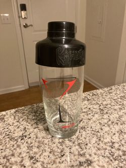 Kahlua Cocktail Shaker 3 Pieces Glass With Black Plastic Lid and Cap 8.5” Tall