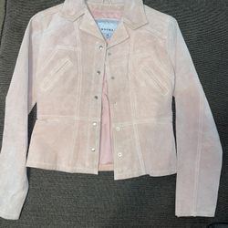 Pink Suede Leather Jacket - XS