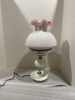 Vintage Fenton Cased Glass Lamp Cranberry Ruffles 