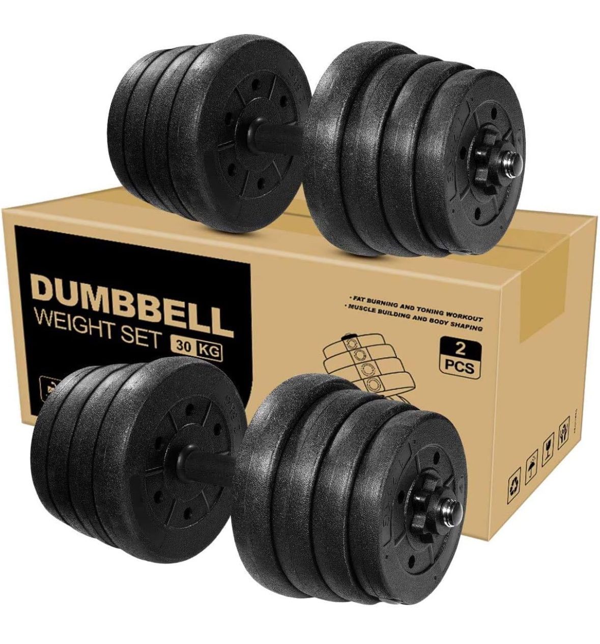 Adjustable Dumbbells Weight Set Up to 64 Pounds Exercise Equipment Training Tool
