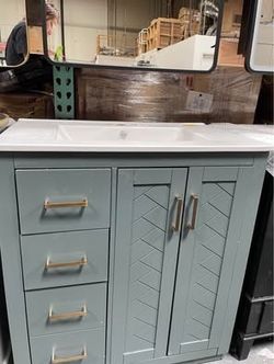 $240 Each Assembled New 30” Solid Wood Frame Bathroom Vanity w/ Sink Storage Cabinet