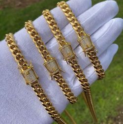 8MM Cuban Link Set 14K Gold Plated Doesn't Loses Color