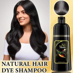 16.91oz 3-in-1 Black Hair Shampoo, Natural Herbal Formula, Grey Hair Solution, with Moisturizing, Cleaning And Long-lasting Coloring Effects