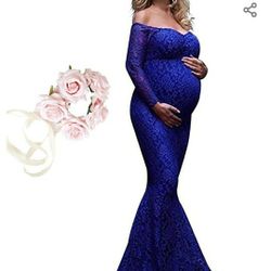 Womans Maternity Dress W Flower Wrap