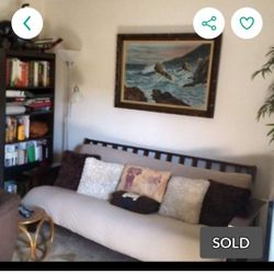 Couch / Sofa Futon Bed Real Wood FRAME WITH FULL SIZED MATTRESS Made By Coaster 