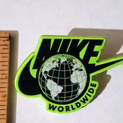 Neon Green Black Worldwide Logo Check Mark Vintage Collectible Lapel Pin A-1